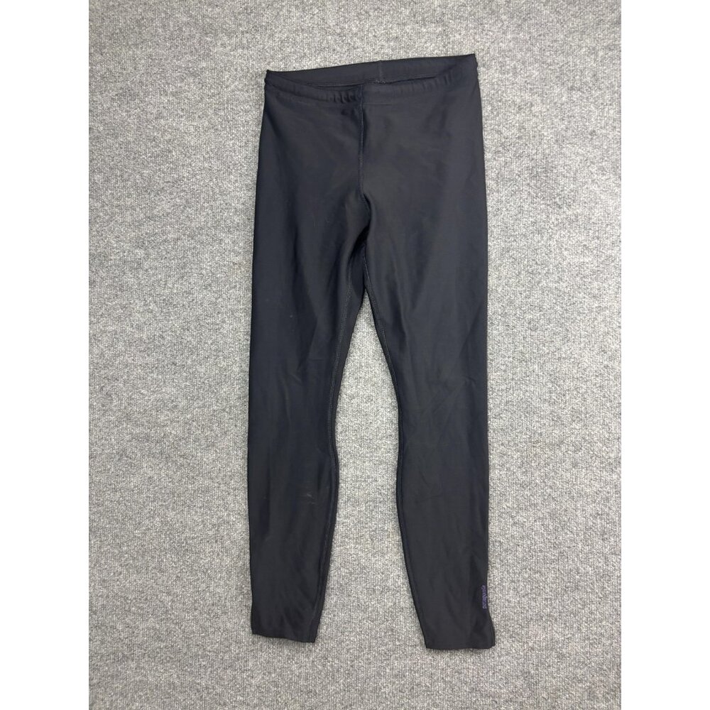 Vintage Patagonia Leggings Womens M Black Ankle Zip Running Athletic Made USA